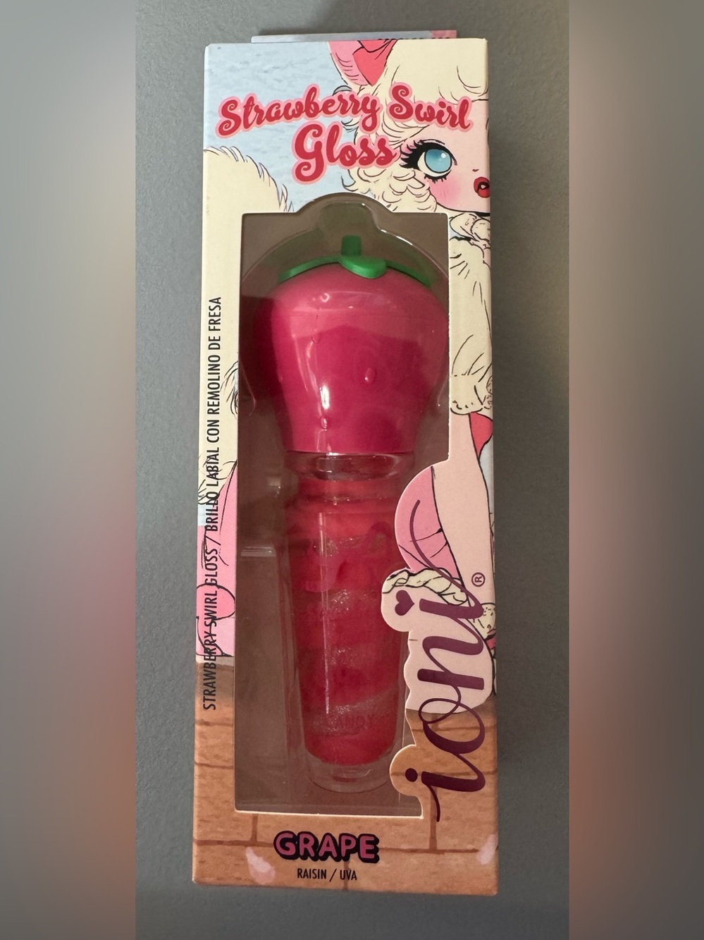 Ioni Strawberry shape Swirl Gloss Grape Lip Gloss — Pink